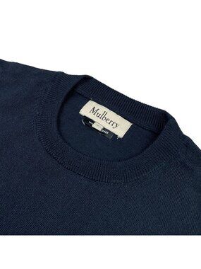 Mulberry Men’s Wool Blend Crewneck Pullover Sweater Navy Blue • Small